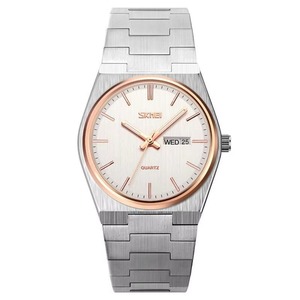 Montre à quartz minimaliste pour homme, best-seller, avec affichage double calendrier, bracelet en acier inoxydable, étanche 30 m, montre classique de ville - Product Image 2