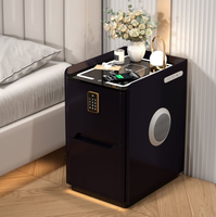 Table de chevet compacte ultra-mince en bois massif et cuir, moderne, minimaliste, luxe léger, multifonctionnelle pour chambre à coucher