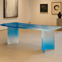 JingYue Table de luxe transparente personnalisée en résine dégradée mobilier artisanal pour espaces commerciaux hôtels salons