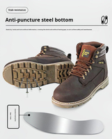 Bottes de travail cousues Goodyear en cuir véritable de haute qualité, semelle légère en Eva Chaussures de sauvetage
