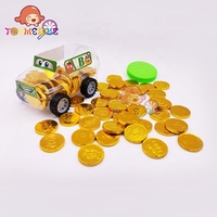 Pièce d'or pour voiture dans un pot de voiture Vente en gros Pièce en or massif personnalisée et chocolat au lait halal en forme de barre Chocolat sucré de différentes tailles