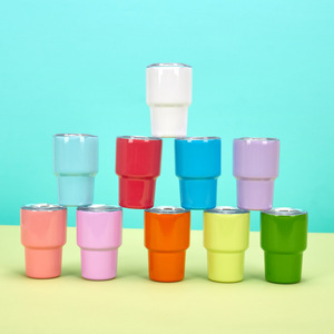 Logo personnalisé 2 oz <span class=keywords><strong>verres</strong></span> à liqueur à <span class=keywords><strong>double</strong></span> <span class=keywords><strong>paroi</strong></span> en acier inoxydable isolé sous vide thermos gobelet avec paille - Product Image 2