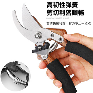 Pinheng Bypass Pruning Shears 20-30 Mm Stainless Steel Blade Wood Handle For Fruit <b>Tree</b> Trimming - Product Image 4
