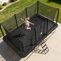 Grand trampoline rectangulaire 17x10 pieds avec filet de sécurité, capacité de charge de 300 lb, trampoline d'extérieur