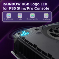 Kit de Mise à Niveau Personnalisé EXtremRate 7 Couleurs 40 Effets, Kit LED RVB de Logo Illuminé pour Console PS5 Slim/Pro Disque & Numérique