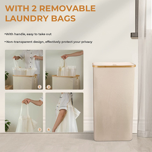 Giỏ Đựng Đồ Giặt Có Nắp Giỏ Đựng Với 2 Túi Giặt Có Thể Tháo Rời Giặt Được Cho Phòng Ngủ, Phòng Tắm - Product Image 5