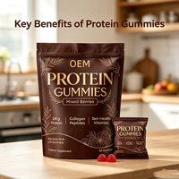 Gummies Protéinés Riches en Protéines, Formule Nettoyante à Base de Lactosérum et Végétale, Gummies Protéinés Végétaliens 24g avec Suppléments de Vitamines et de Collagène Peptidique