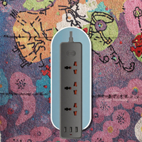 Multiprise de style européen 3 voies avec câble de 1,8 m, 2 ports USB-A/0-C, 3 prises CA 10A 110V/220V, noir et blanc