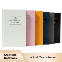 Carnet de gratitude personnalisé de 5 minutes, carnet de planification en lin estampé à chaud, journal de gratitude en tissu de lin imprimé avec couverture rigide