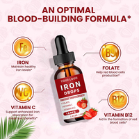 Complément de fer liquide végétalien en gouttes avec vitamine C, folate et vitamine B12 – Maintient des niveaux de fer sains et une immunité optimale