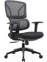 Chaise de bureau pivotante moderne et élégante en maille noire avec base en acier inoxydable pour la maison, le bureau, l'hôpital, l'hôtel - Confortable