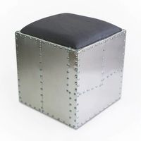Tabouret Pouf Aviateur en Cuir Véritable Style Loft Industriel Rétro Luxe, Banc Confortable Capitonnée Vintage pour Chambre à Coucher