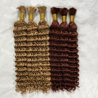Cheveux humains vierges indiens bruts de haute qualité, alignés dans le sens des cuticules, couleur naturelle, ondulation profonde, en vrac, non traités, pour tressage en gros