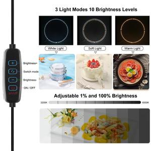 PULUZ 40cm Opvouwbare Draagbare Ringlamp USB Fotoverlichtingsstudio Opnametent met <span class=keywords><strong>6</strong></span> <span class=keywords><strong>x</strong></span> Dubbelzijdige Kleurenachtergronden - Product Image 6
