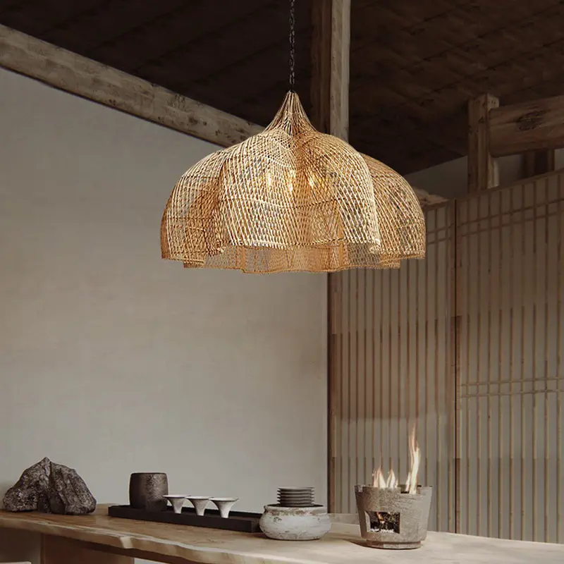 Cslido hiện đại sáng tạo nghệ thuật handmade đèn cho phòng khách nhà hàng nhà bếp Oriental cánh hoa mây Đèn Mặt dây chuyền