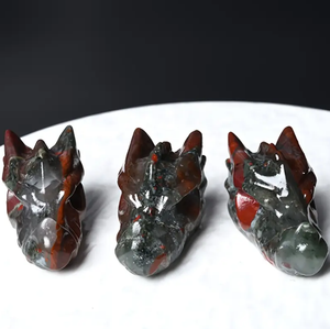 Crânes de dragon sculptés en pierre de sang africaine de haute qualité, 5 cm, uniques, pour la décoration de la maison ou du bureau, marque Crystalhola, tendance, vente en gros - Product Image 4