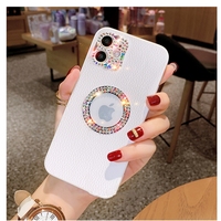 Vente en gros pas cher pour iPhone 13 12 14 15 Pro Max Luxe Bling Joli Diamant PU Cuir Couverture Arrière TPU Fille Mobile Phone Case