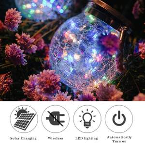 Parti aydınlatması güneş peri işık 30 Led cam turşu kavanozu küre bahçe lambası çatlak cam açık su geçirmez asılı sıcak beyaz 10 50 20 - Product Image 5