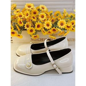 2026 <b>Summer</b> Autumn New French Style Bridal Mary Jane Slip-On Shoes Retro British Thick Sole Leather <b>Flats</b> Block Heel - Product Image 2
