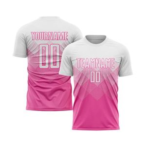 Camiseta de Fútbol Blanca y Rosa para Hombre, Manga Corta, Ligera, Transpirable, Uniforme Deportivo para Entrenamiento y Partidos - Product Image 1