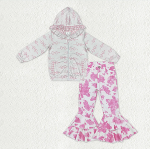 Conjunto de Ropa para Bebés Niñas: Sudadera con Capucha y Lentejuelas con Cremallera y Pantalones Vaqueros Acampanados - Product Image 3
