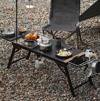 Table pliante légère moderne en aluminium noir IGT pour les activités de pique-nique de camping en plein air