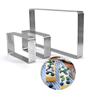 Anneaux à <span class=keywords><strong>tarte</strong></span> rectangulaires perforés en acier inoxydable de différentes tailles en vrac <span class=keywords><strong>Moule</strong></span> à anneau de cuisson pour <span class=keywords><strong>tarte</strong></span> aux fruits rectangle dessert - Product Image 2