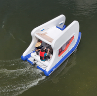 Bateau gonflable électrique personnalisé à double pont pour loisirs aquatiques, type maison flottante ou lounge de fête