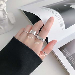 3mm 6mm 9mm 도매 패션 유니섹스 황동 반지 조절 가능한 오픈 커프 S925 스탬프 플레인 밴드 반지 남녀 공용 - Product Image 1