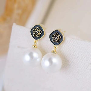 Accessoires en argent S925 pour la création de bijoux, supports vides pour boucles d'oreilles noires avec 8 perles pour créer votre propre design de bijoux unique - Product Image 2