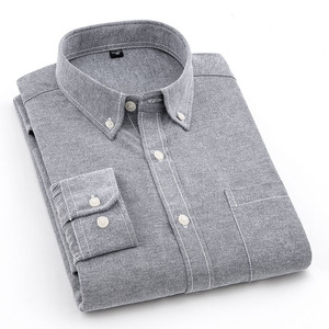 Camicia da uomo di alta qualità Oxford manica lunga collo alto Slim Fit camicie uomo Casual Chemise Pour Homme - Product Image 1