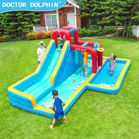 Doctor Dolphin – jouet de plein air bleu pour enfant, jeu de basket-ball gonflable, toboggan aquatique, maison gonflable, château de rebond