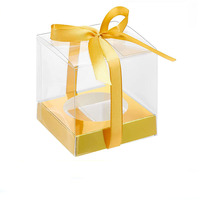Vente en gros boîte transparente en PVC pour animaux de compagnie boîte carrée en plastique transparente pour cadeau bougie jouet cupcake inserts de couleur or brun