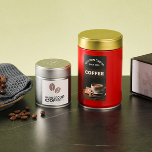 Stampa personalizzata 150ml 450ml cilindro chicchi di caffè Matcha contenitore metallico nastro rosso a prova di umidità barattolo ermetico - Product Image 1