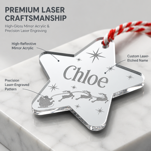 Ornamento Natalizio <span class=keywords><strong>a</strong></span> Stella in Acrilico Specchiato Multicolore Personalizzato, Slitta di Babbo <span class=keywords><strong>Natale</strong></span> Incisa, Regalo per le Feste, Decorazione <span class=keywords><strong>da</strong></span> Appendere all'Albero di <span class=keywords><strong>Natale</strong></span> - Product Image 4
