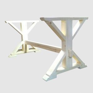 Rubber Wood Carved X-Frame Dining <b>Table</b> <b>Legs</b> with Iron Finish Modern Design for Outdoor & Hospital Use - Product Image 5