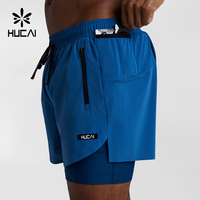 Shorts de course 2 en 1 pour hommes, en nylon et élasthanne, extensibles dans 4 directions, avec doublure de compression, séchage rapide, pour la gym, avec plusieurs poches