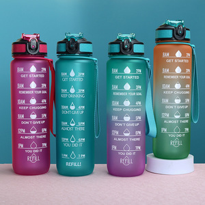 32 oz 1L BPA-free Tritan motivational thể thao chai nước với thời gian đánh dấu trực tiếp uống rơm lọc lọc cho phòng tập thể dục tập thể dục - Product Image 1