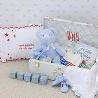 Mini luxe bébé chaussettes chaussures stockage voyage valises ensemble voyage en bois jouet vêtements souvenir broderie stockage boîte-cadeau