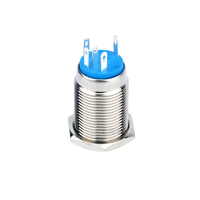 Interrupteur à bouton-poussoir métallique étanche IP65 de 16 mm avec logo symbole d'alimentation éclairé, interrupteur momentané en acier inoxydable 5 broches