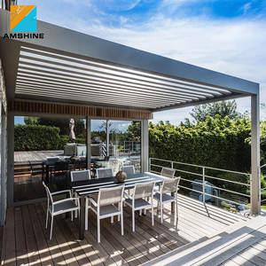 Pérgola de Lujo para Exteriores, Impermeable, con Techo de Aluminio y Persianas, con Cortinas Eléctricas para Privacidad - Product Image 1