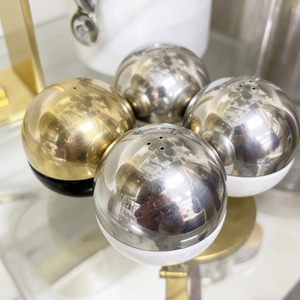 Salero y Pimentero Esférico de Metal Pulido, Mecanizado por CNC de Primera Calidad, con Certificación ISO9001, para Mesas de Comedor - Product Image 1