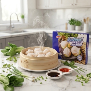 Al por mayor: Caja de dumplings de camarones congelados IQF estilo Hong Kong, salados y dulces, <span class=keywords><strong>Dim</strong></span> <span class=keywords><strong>Sum</strong></span> Har Gow, semielaborados, hechos a mano, saludables, estilo cantonés - Product Image 1