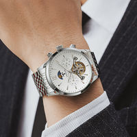 Montre automatique mécanique de luxe pour homme TRSOYE 816 avec chronographe et réserve de marche, bracelet en cuir de marque célèbre, vente en gros d'usine