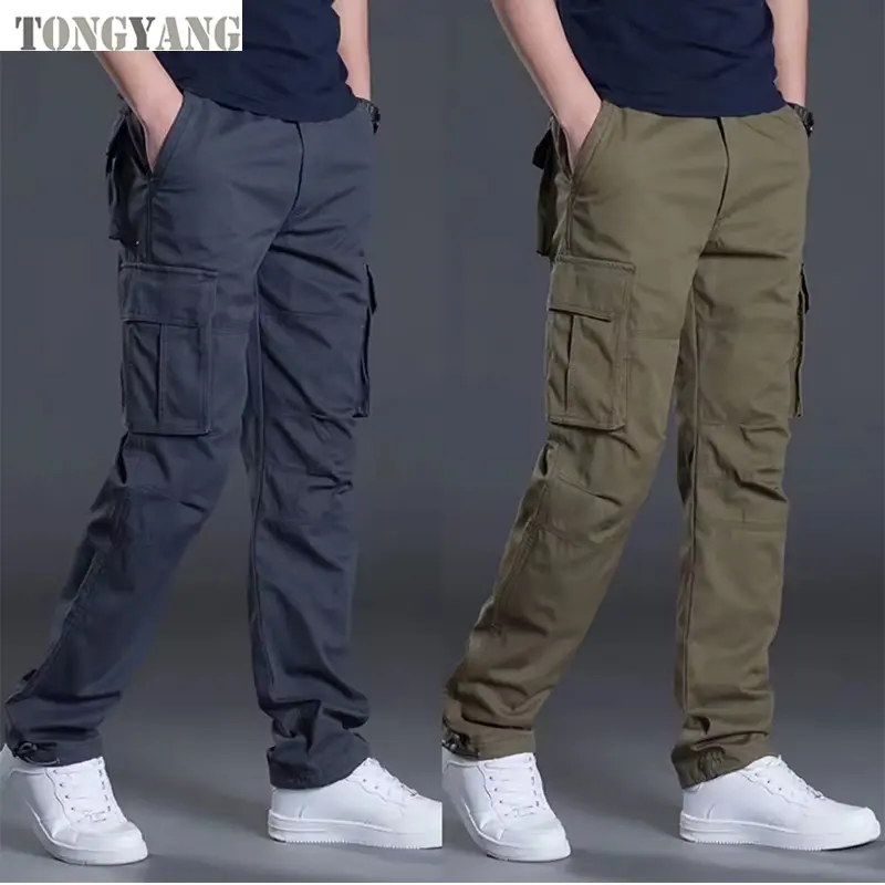 TONGYANG Men's Cargo Pants Mens Casual Multi Pockets Large Size Pants Men Outwear Straight Winter Pants Trousers