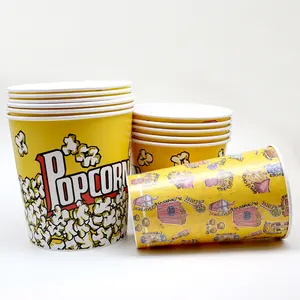 Karton popcorn cup makanan ringan kotak makanan cepat ember kertas untuk bioskop