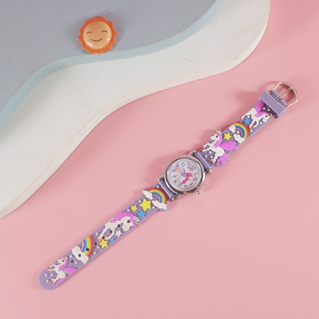 Creative cartoon pattern children's quartz plastic watch; glowing new elementary school student watch.