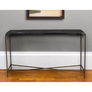 HMS 48 \ "tavolino in stile rustico oro nero con struttura in pietra per soggiorno camera da letto Hotel accento legno vetro per uso decorativo - Product Image 1