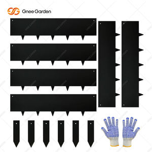 Bordure de jardin en métal durable à dents simples empilées, rectangulaire, noire, 10 pouces, 6 pièces, pour la cour et les jardins - Product Image 1
