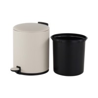 Poubelle gaufrée à pédale avec couvercle à fermeture douce, ensemble d'accessoires de salle de bain avec poubelle à pédale et porte-brosse WC
